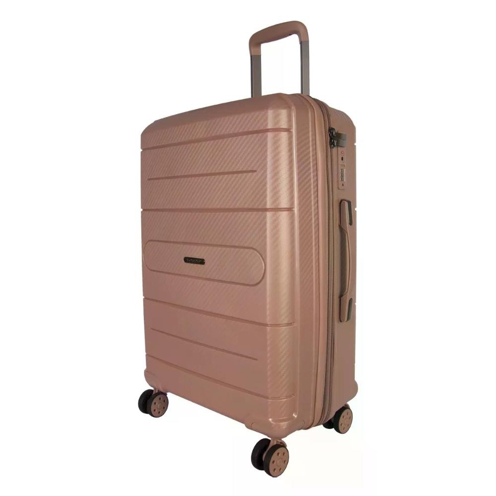 Mala Média 23kg Polipropileno Rodas Giro 360° Berlim Black Eco Le Postiche Dourado 2