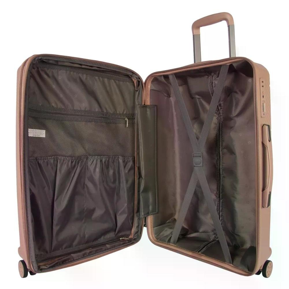 Mala Média 23kg Polipropileno Rodas Giro 360° Berlim Black Eco Le Postiche Dourado 6