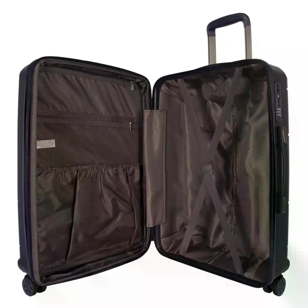 Mala Grande 32kg Polipropileno Rodas Giro 360° Berlim Black Eco Le Postiche Preto 6