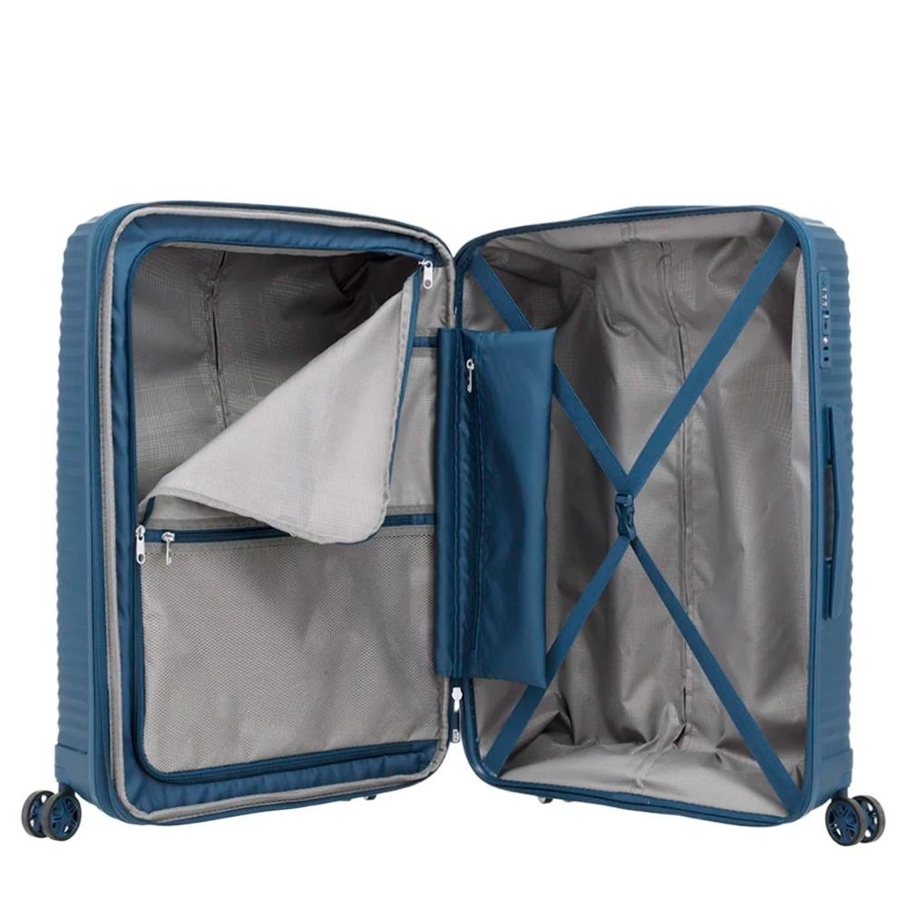 Mala Grande 32kg Polipropileno Rodas Giro 360º Varro Samsonite Azul Escuro 5