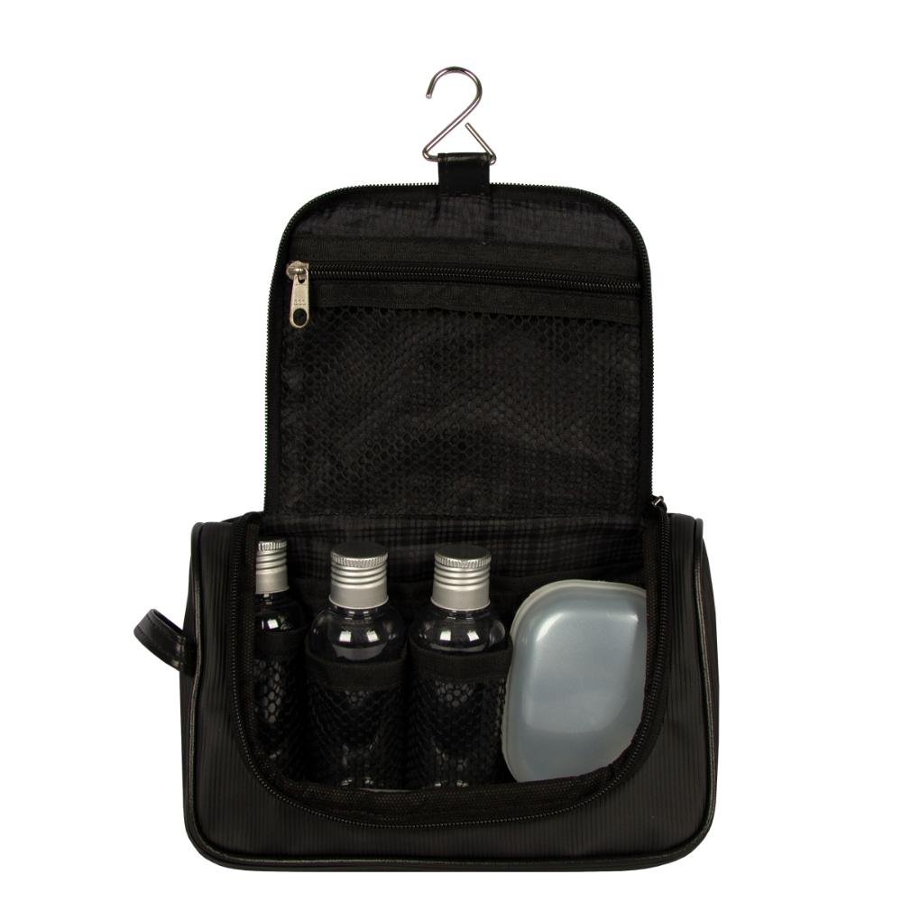 Necessaire de Viagem com Potes Canelada Bicolor Stradda Preto 2