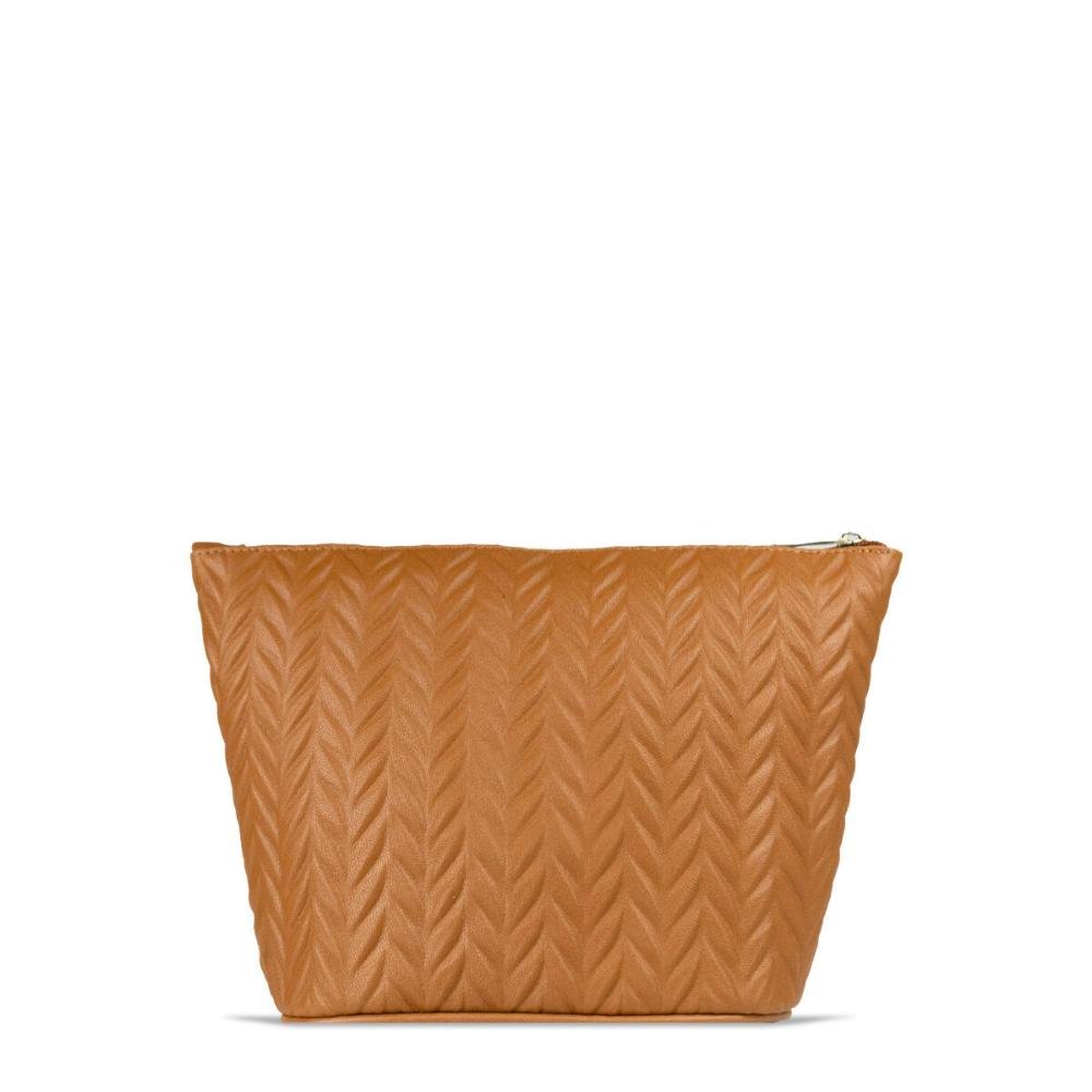 Nécessaire Feminina Trapézio Matelassê Chevron Le Postiche Caramelo 2