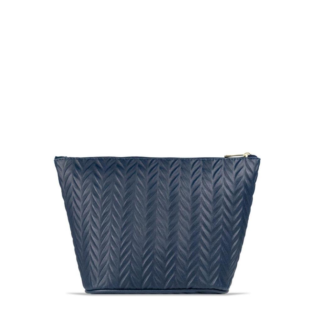 Nécessaire Feminina Trapézio Matelassê Chevron Le Postiche Azul Marinho 2