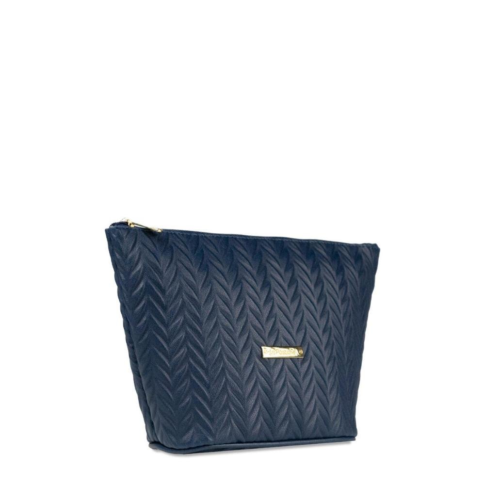 Nécessaire Feminina Trapézio Matelassê Chevron Le Postiche Azul Marinho 3