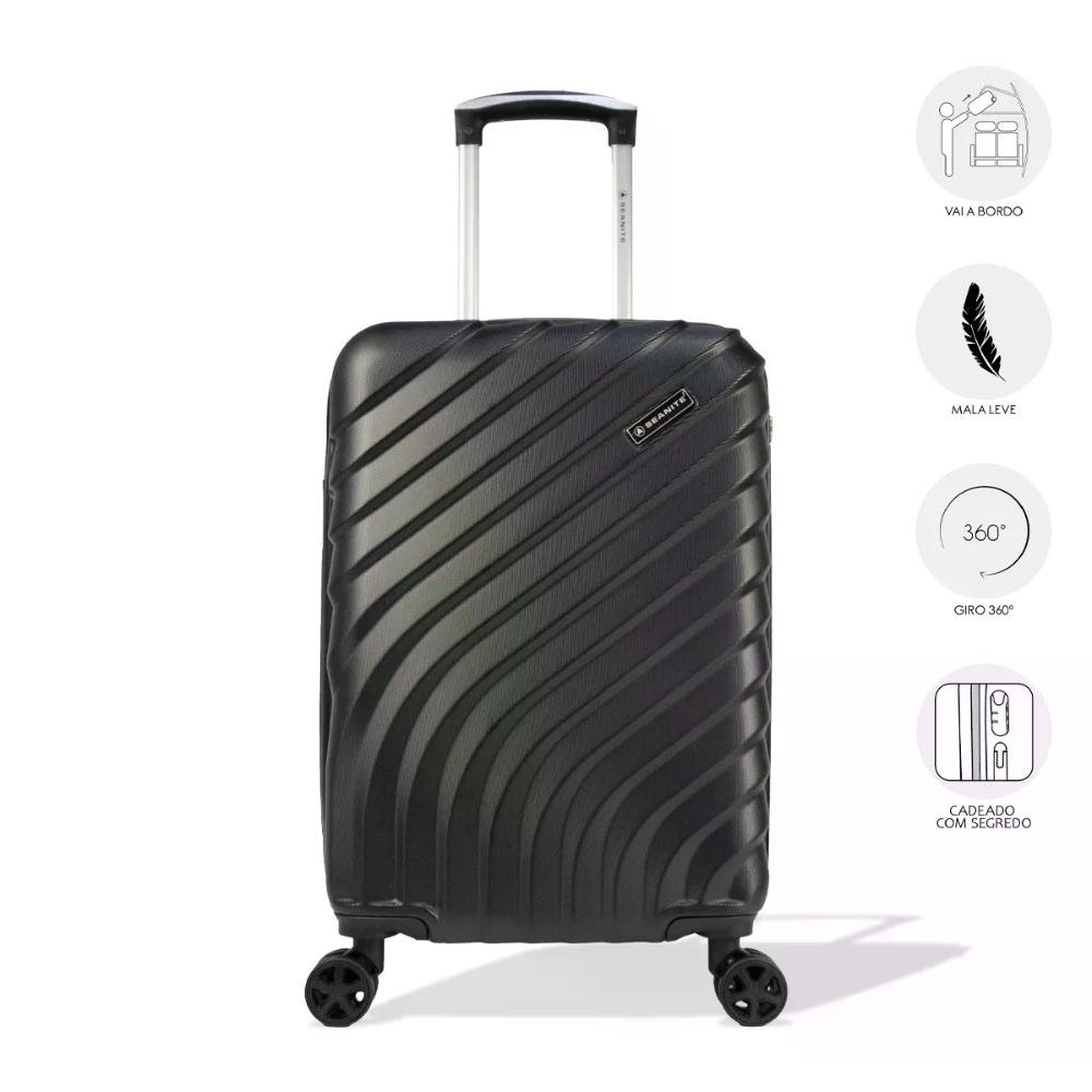 Mala Pequena de Bordo 10kg ABS Rodas Giro 360º Curve Seanite Preto 3