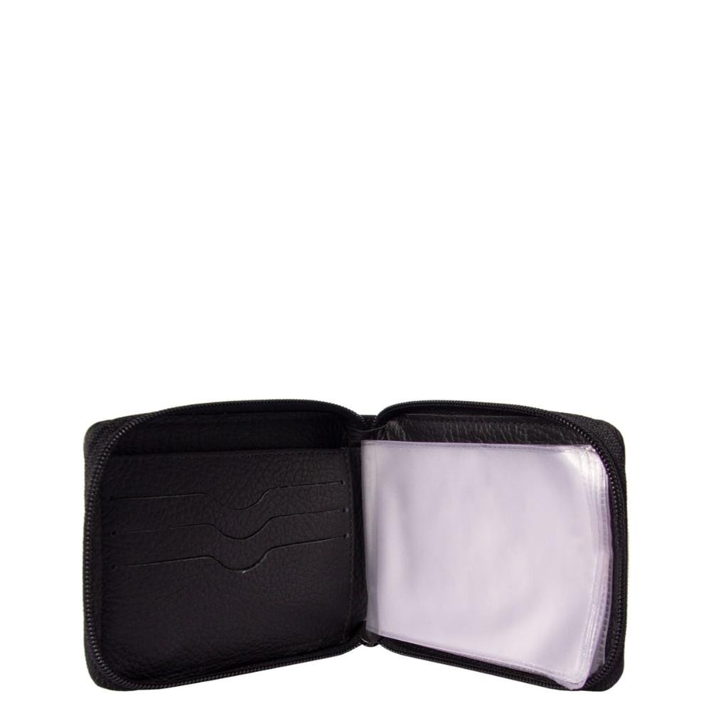 Carteira Masculina Couro Zíper Rect Stradda Preto 7