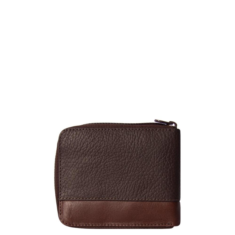Carteira Masculina Couro Zíper Rect Stradda Marrom 2