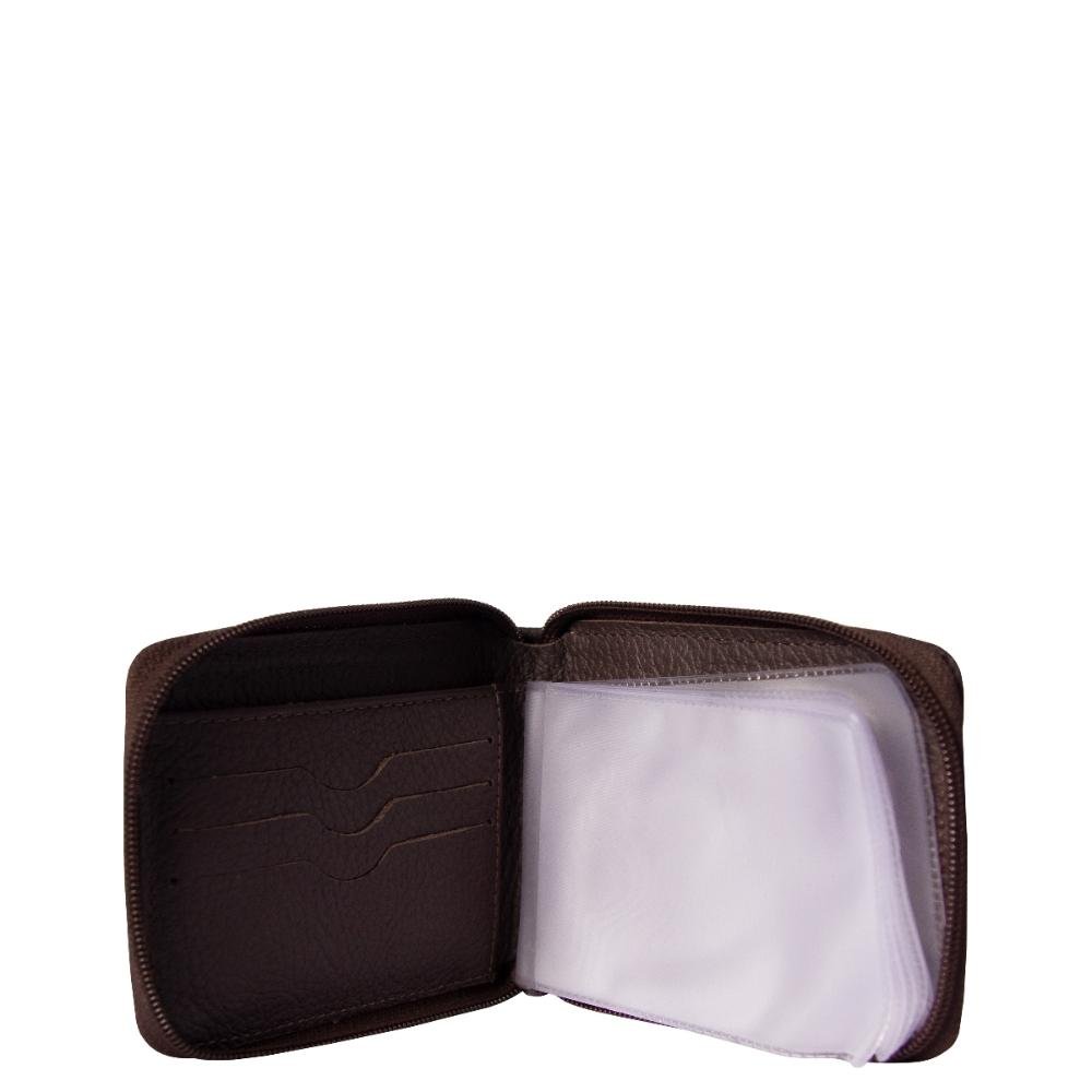 Carteira Masculina Couro Zíper Rect Stradda Marrom 3