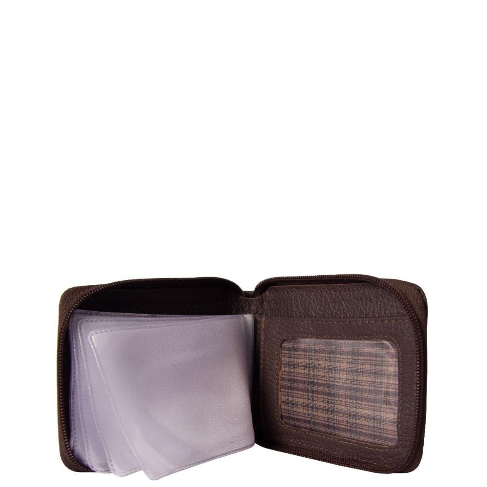 Carteira Masculina Couro Zíper Rect Stradda Marrom 8