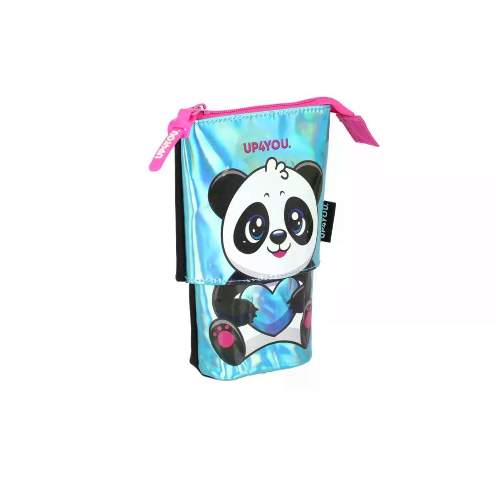 Estojo Infantil Retrátil Vertical Panda e Gatinho Up4you Pink 10