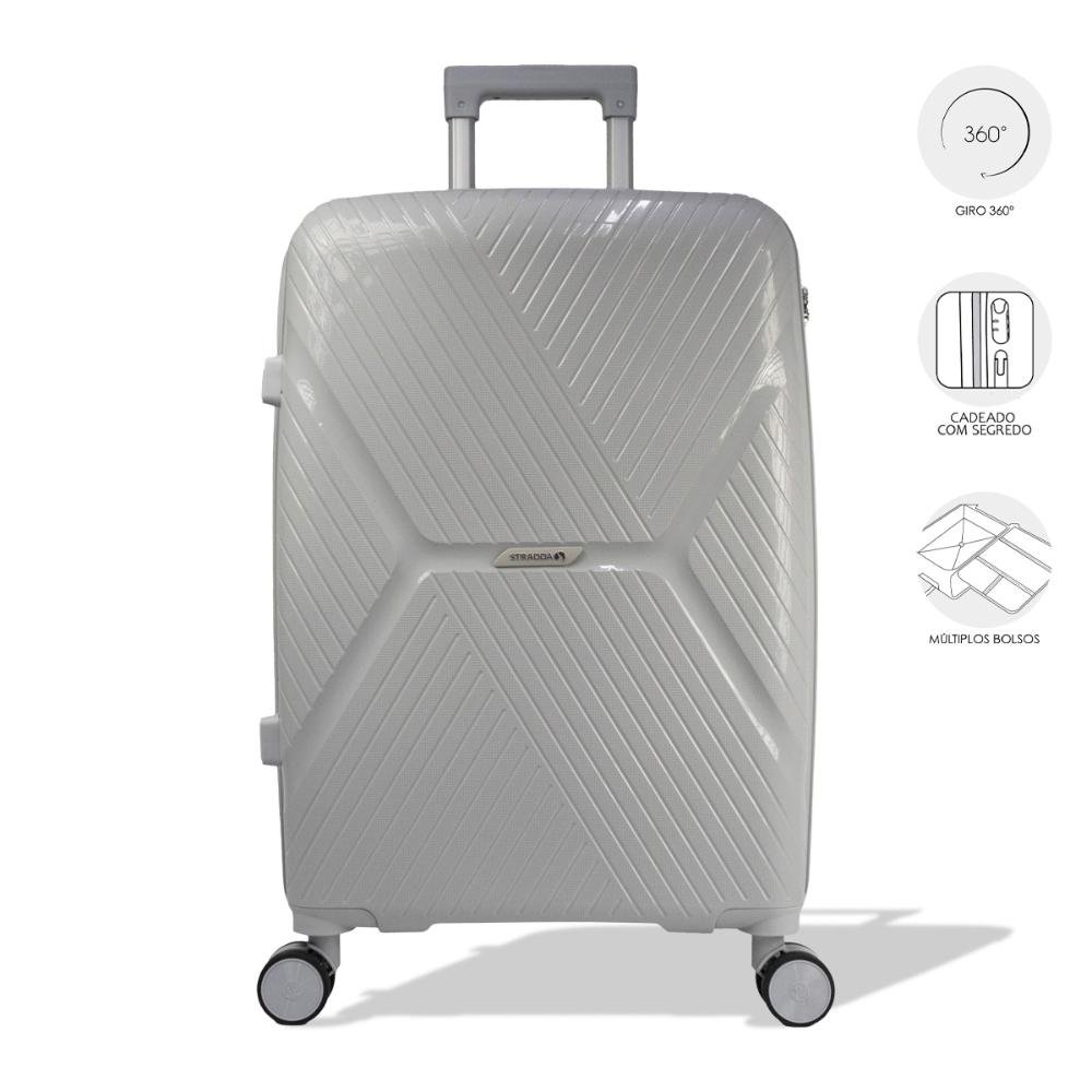 Mala Grande 32kg Polipropileno com Rodas Giro 360º Voxx Day By Day Cinza 2