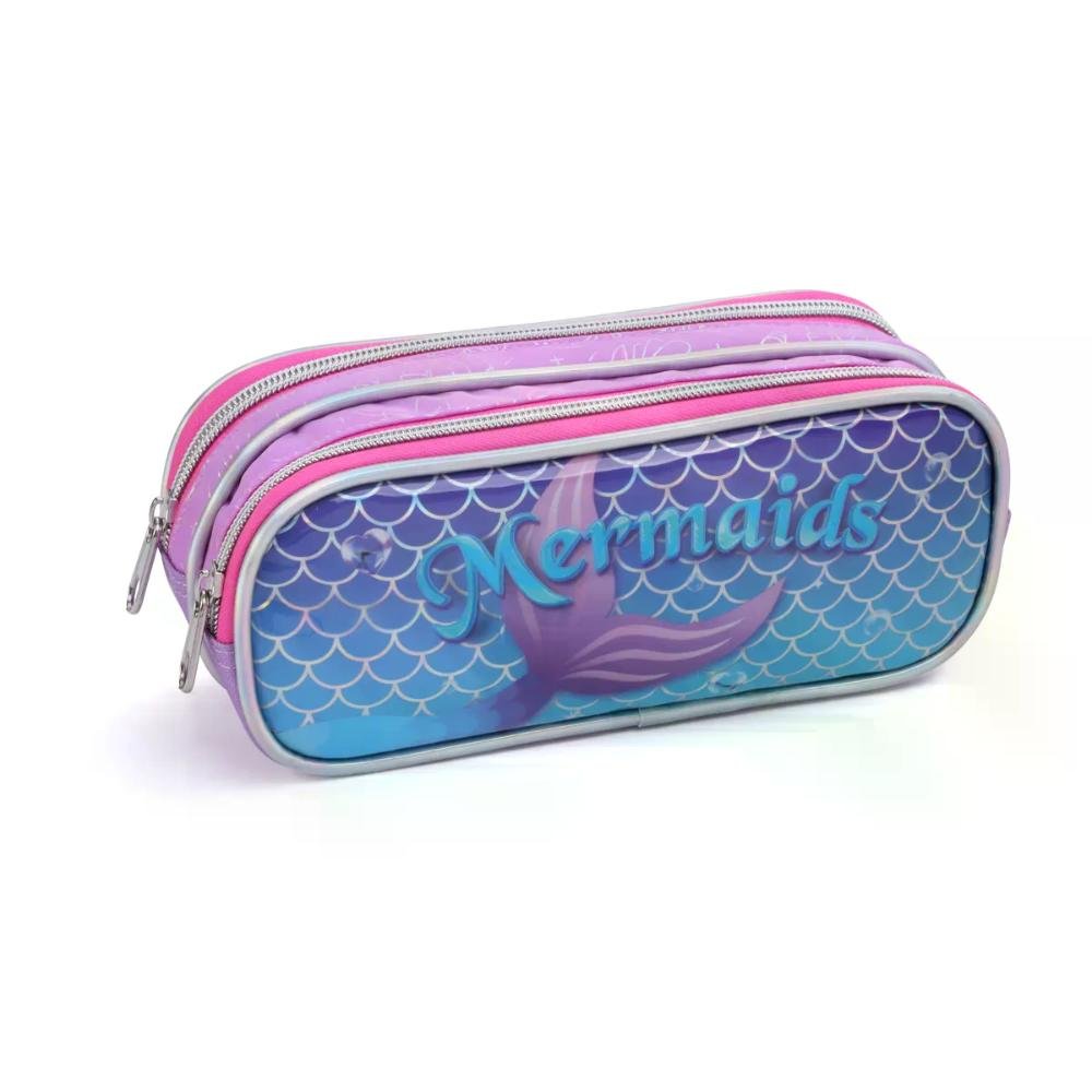 Estojo Duplo Infantil Mermaids Seanite