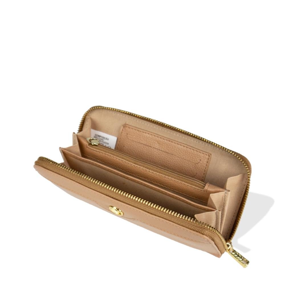 Carteira Grande Feminina Zíper Le Postiche Bege 3