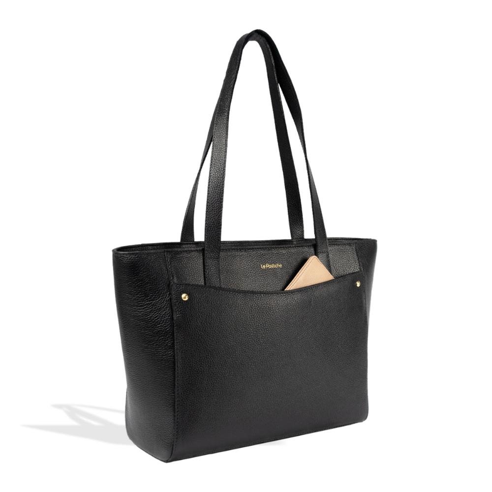 Bolsa Tote Feminina em Couro Kate Le Postiche Preto 2