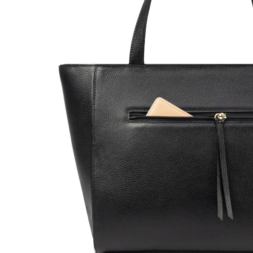 Bolsa Tote Feminina em Couro Kate Le Postiche Preto 5