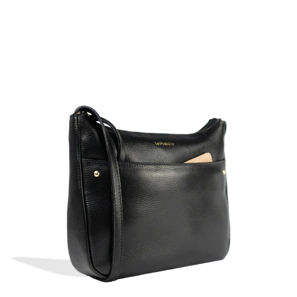 Bolsa Transversal Feminina em Couro Kate Le Postiche Preto 2