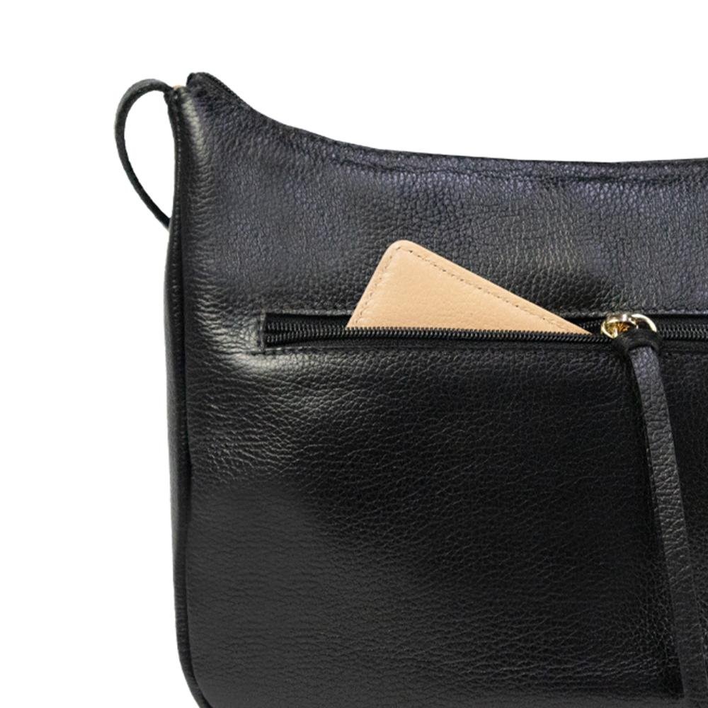 Bolsa Transversal Feminina em Couro Kate Le Postiche Preto 4
