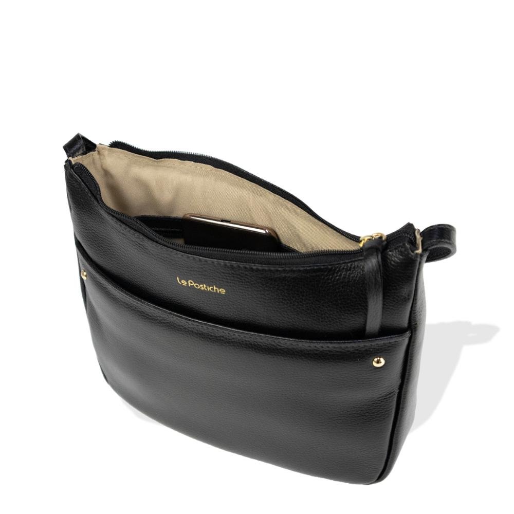 Bolsa Transversal Feminina em Couro Kate Le Postiche Preto 5