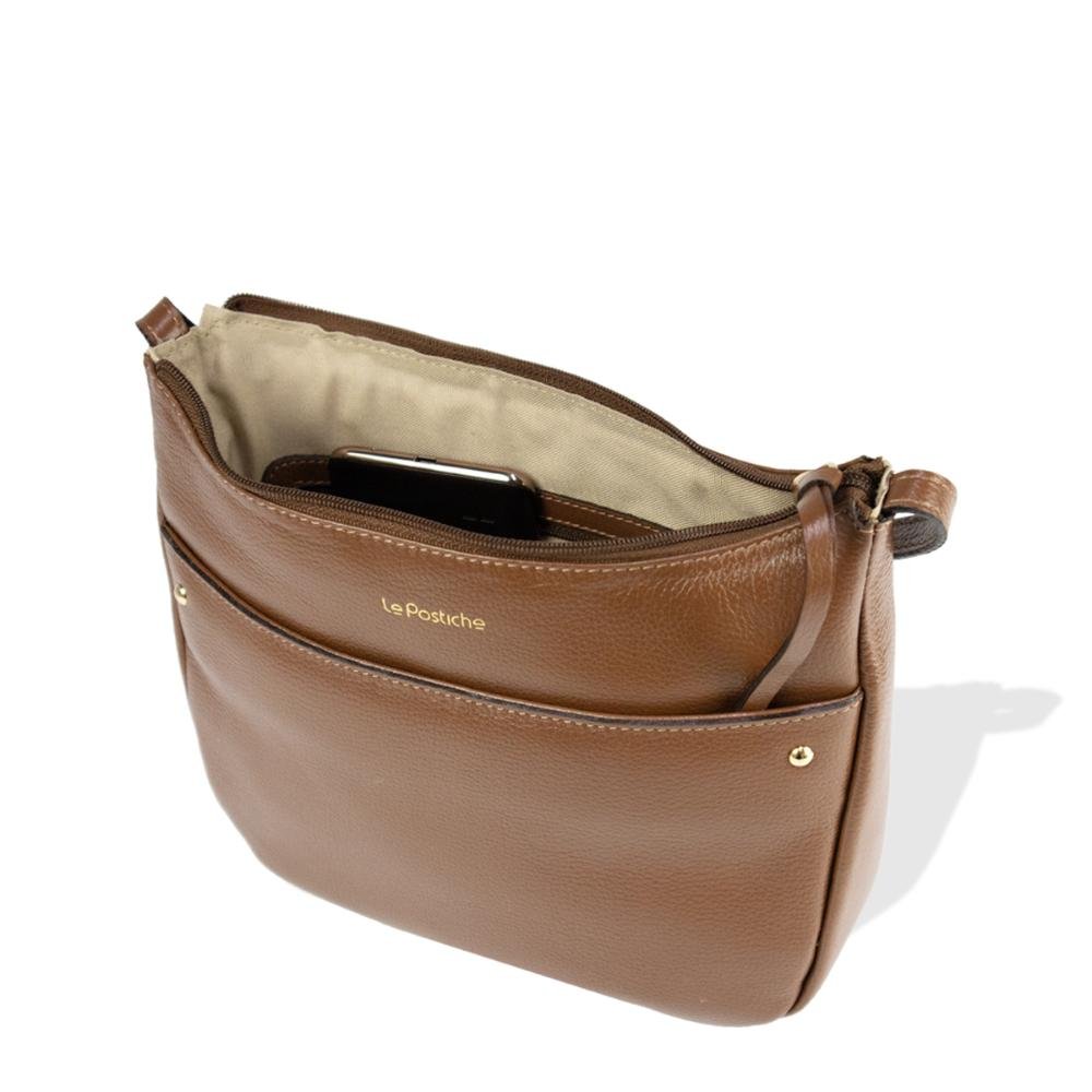 Bolsa Transversal Feminina em Couro Kate Le Postiche Marrom 6