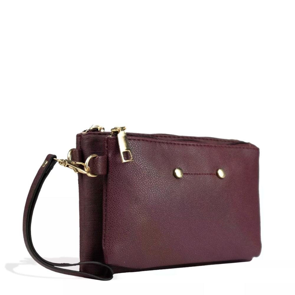 Bolsa Feminina Transversal Dupla Gash Vinho 2