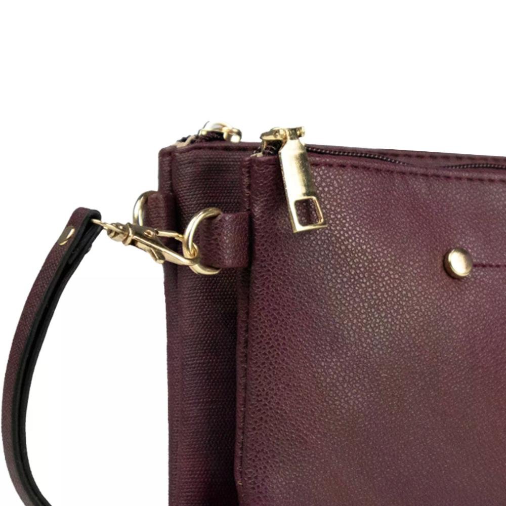 Bolsa Feminina Transversal Dupla Gash Vinho 3