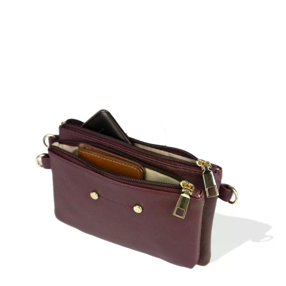 Bolsa Feminina Transversal Dupla Gash Vinho 4