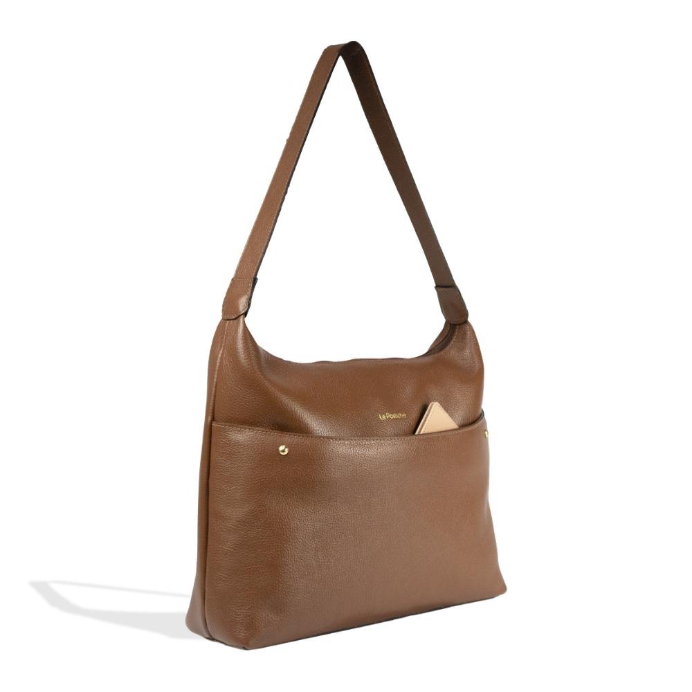 Bolsa de Ombro Feminina em Couro Kate Le Postiche Marrom 2