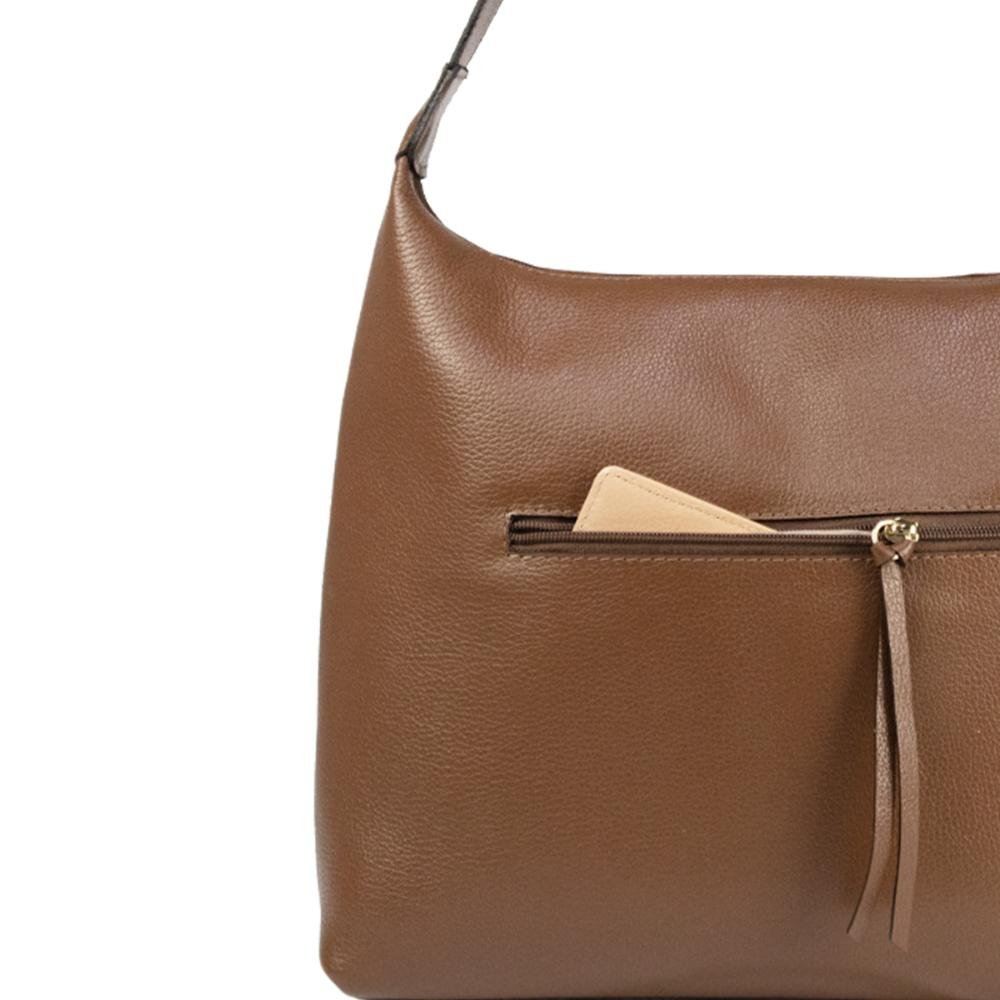 Bolsa de Ombro Feminina em Couro Kate Le Postiche Marrom 6