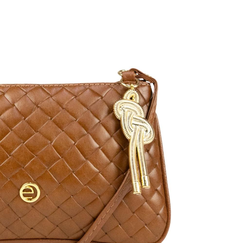 Bolsa Crossbody Feminina em Couro com Chaveiro Le Postiche Marrom 5