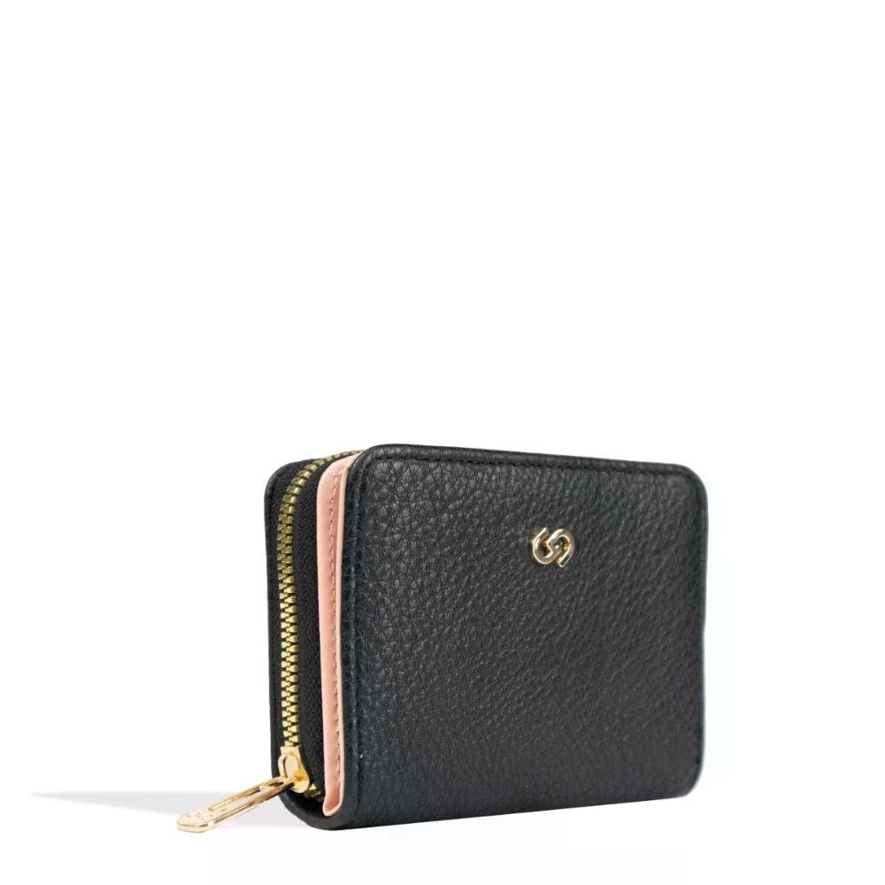 Carteira Feminina Compacta com Zíper Duo Color Gash Preto 2