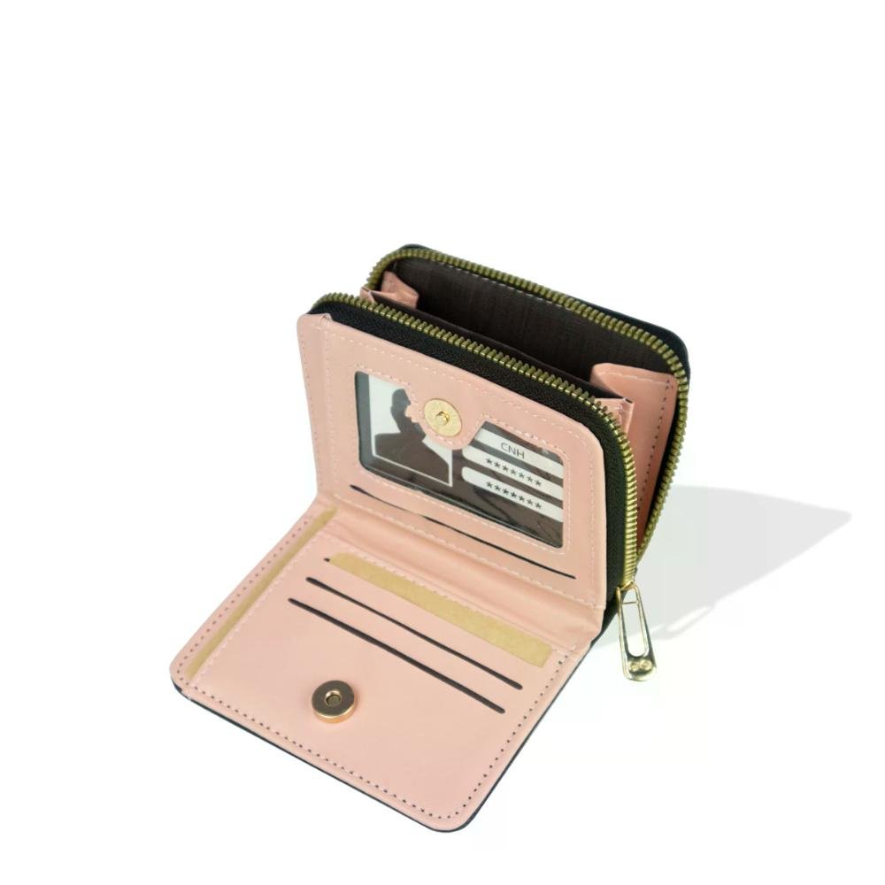 Carteira Feminina Compacta com Zíper Duo Color Gash Preto 4