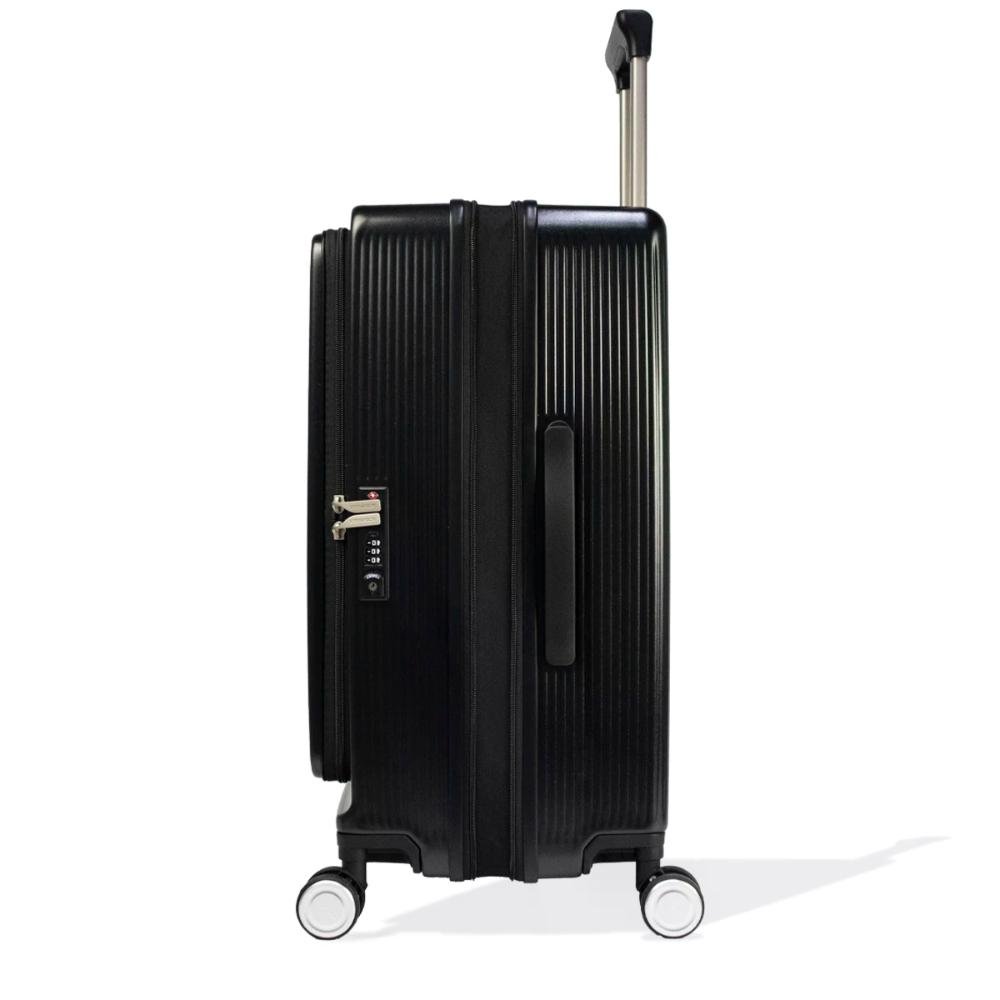 Mala de Viagem Grande 32kg Rígida Rodas Giro 360° Preto 4