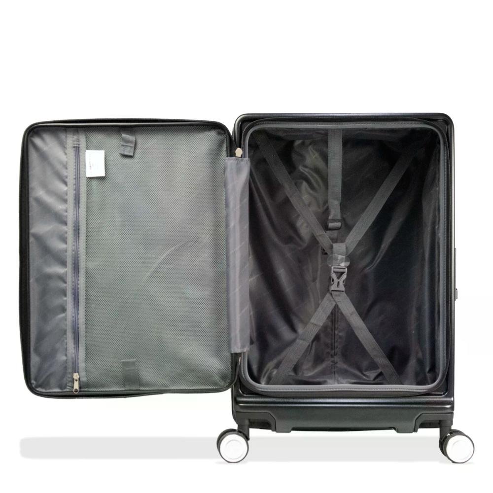 Mala de Viagem Grande 32kg Rígida Rodas Giro 360° Preto 5