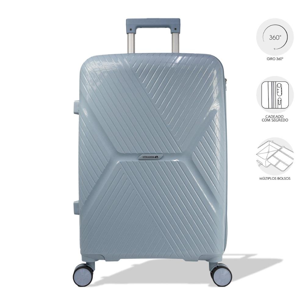 Mala Grande 32kg Polipropileno com Rodas Giro 360º Safe Voxx Stradda Azul Claro 6