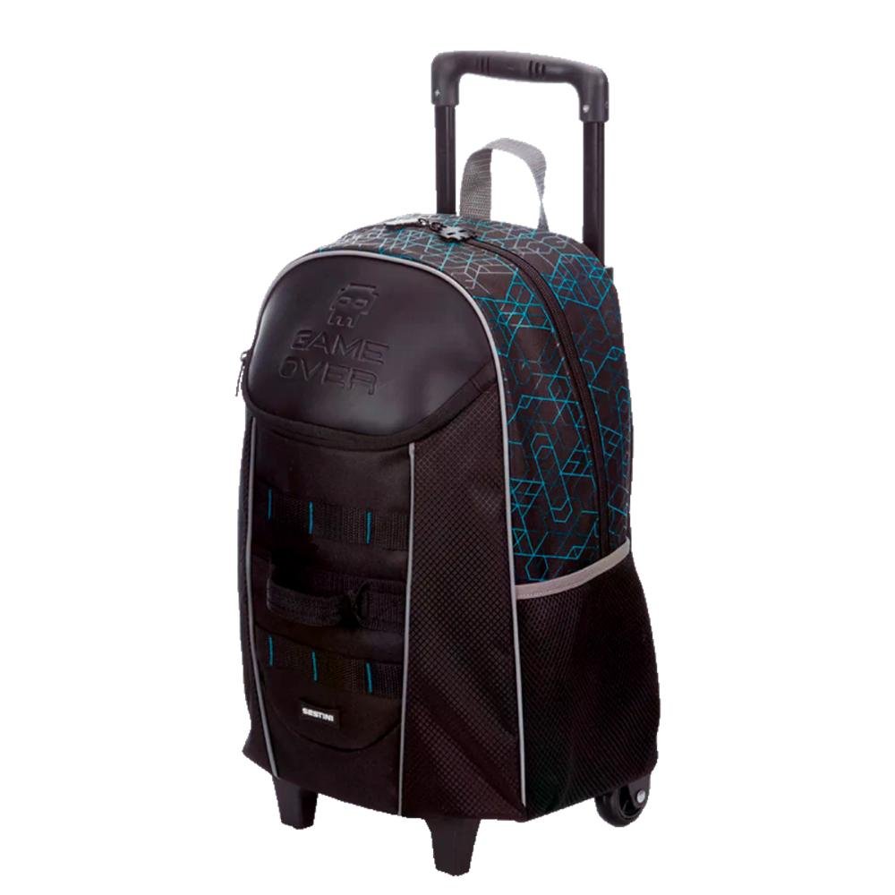 Mochila de Rodinha Juvenil Game Over Sestini Preto 3