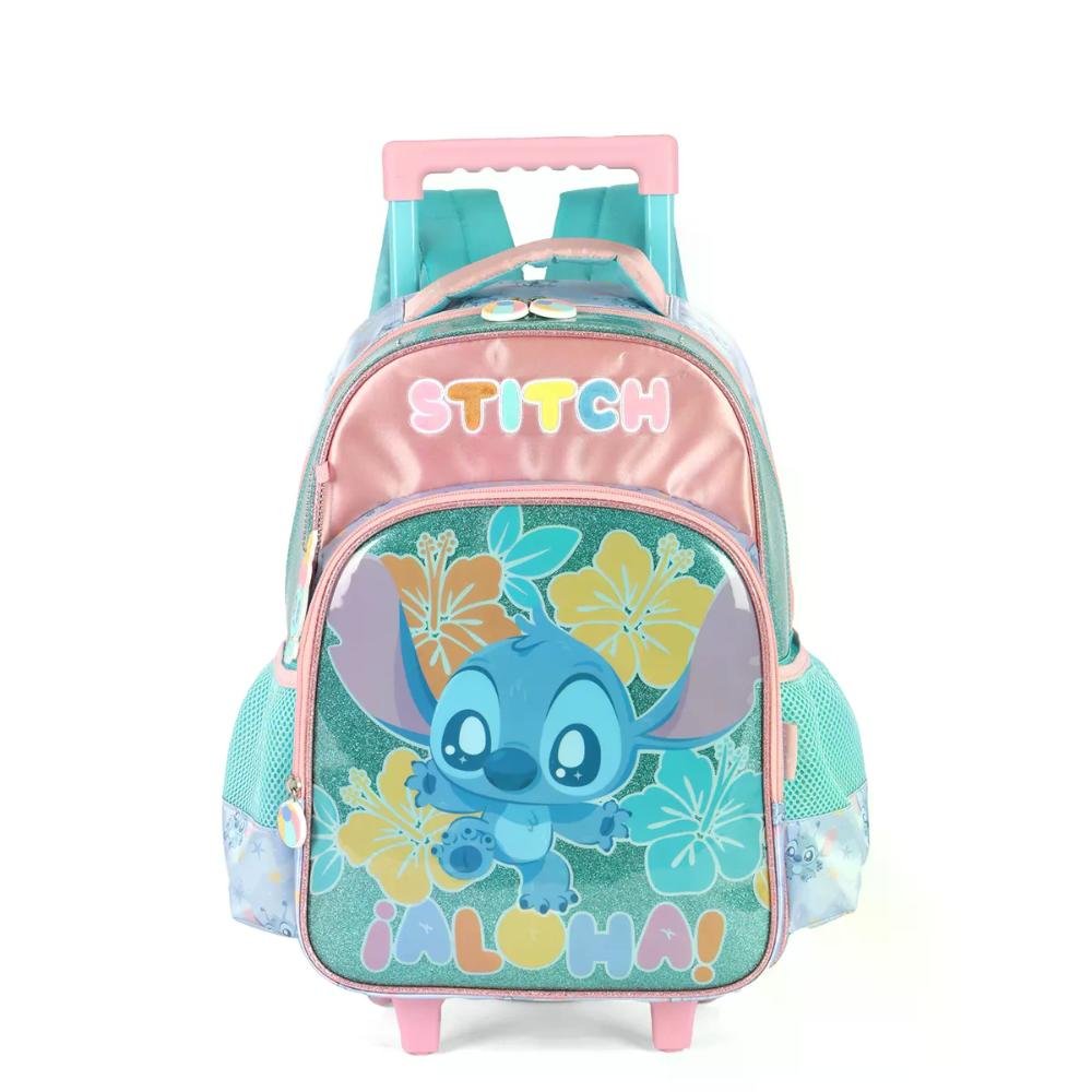 Mochila de Rodinha Escolar Infantil Stitch Cetim Up4you
