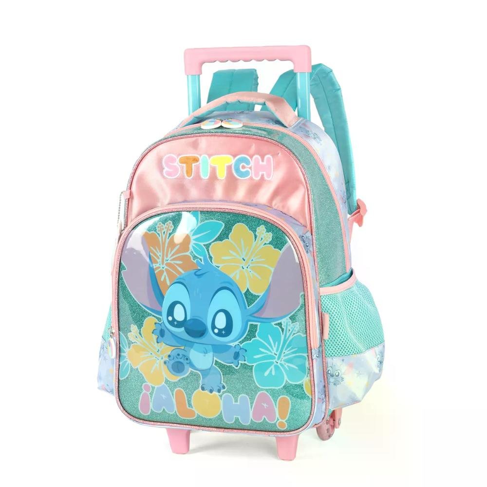 Mochila de Rodinha Escolar Infantil Stitch Cetim Up4you Turquesa 2