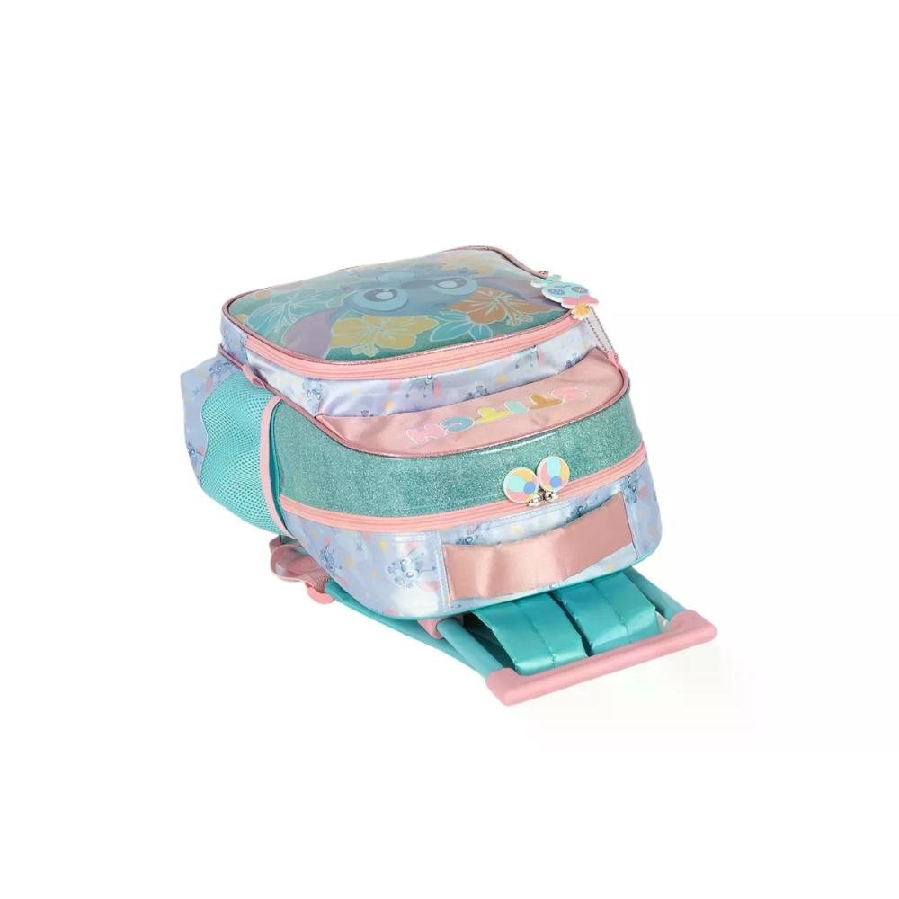 Mochila de Rodinha Escolar Infantil Stitch Cetim Up4you Turquesa 6