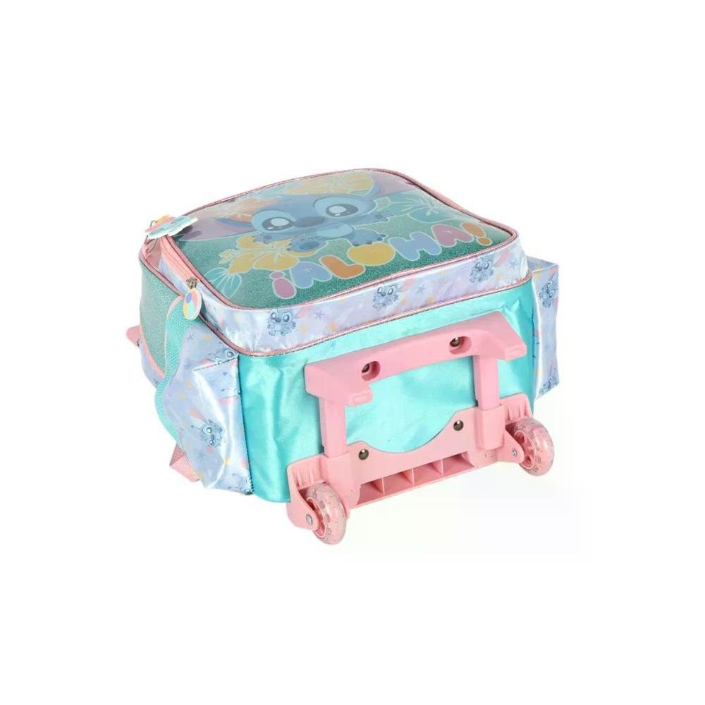 Mochila de Rodinha Escolar Infantil Stitch Cetim Up4you Turquesa 7