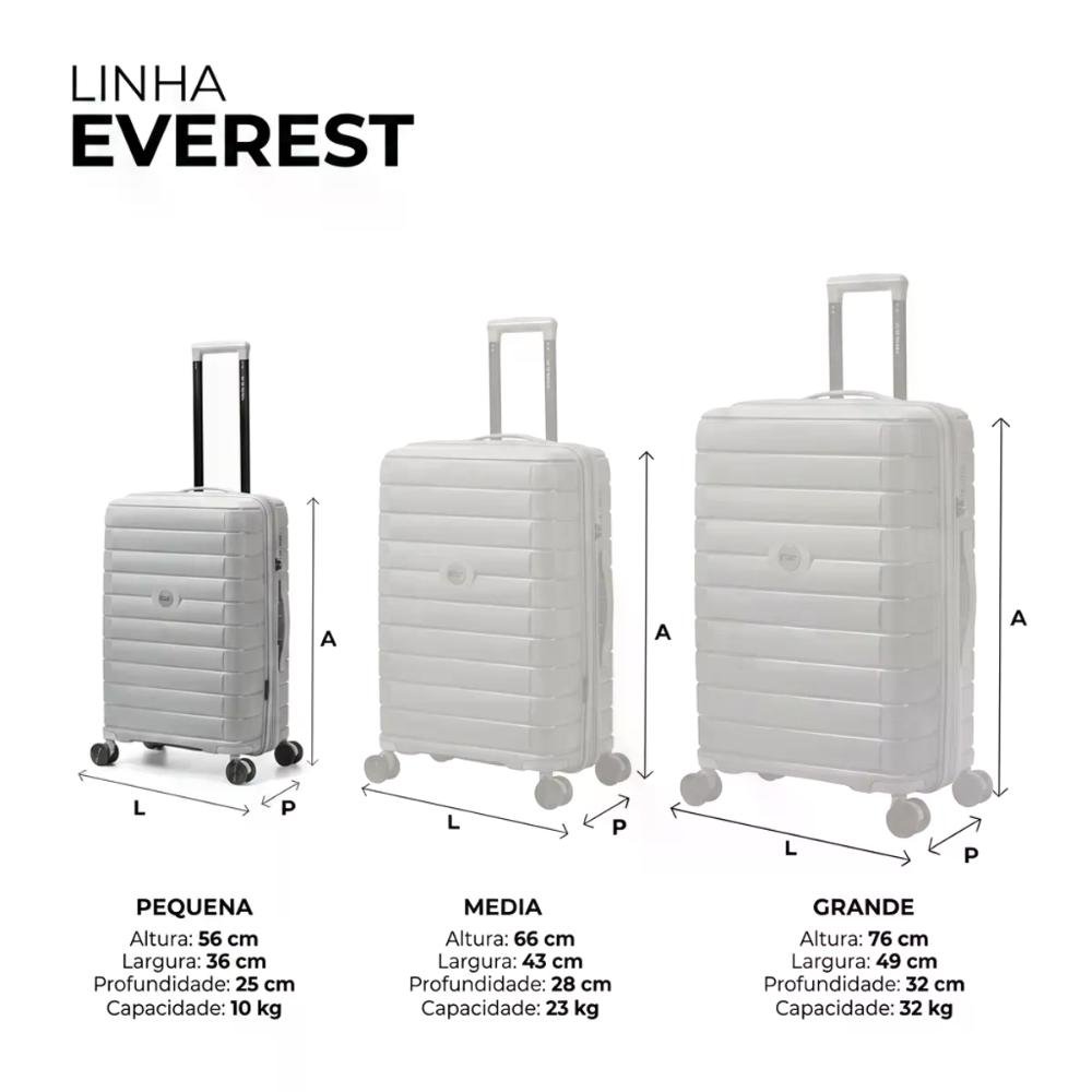 Mala Bordo 10kg Polipropileno Giro 360º Everest Travel Blue Cinza 13