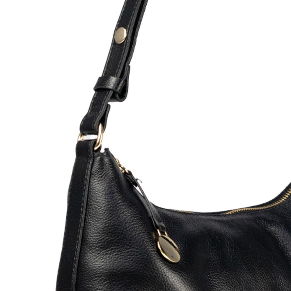 Bolsa Couro Ombro Canoa Essentials 3381-1I Le Postiche Preto 12