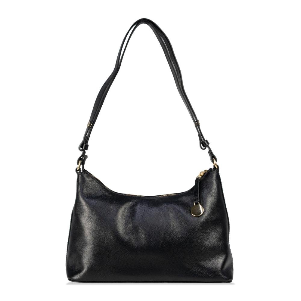 Bolsa Couro Ombro Canoa Essentials 3381-1I Le Postiche Preto 3