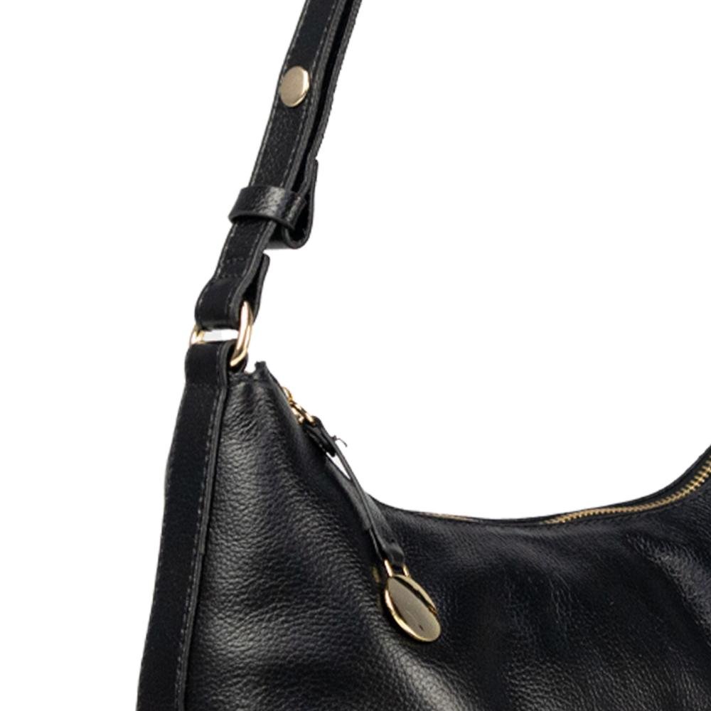 Bolsa Couro Ombro Canoa Essentials 3381-1I Le Postiche Preto 6