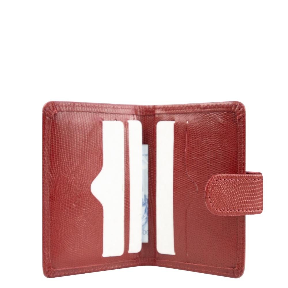 Porta Cartão Couro Feminino Lingueta Lezard Le Postiche Vermelho 3