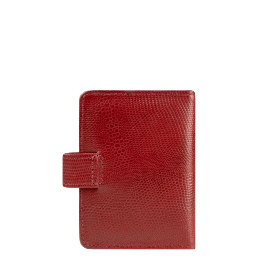 Porta Cartão Couro Feminino Lingueta Lezard Le Postiche Vermelho 5