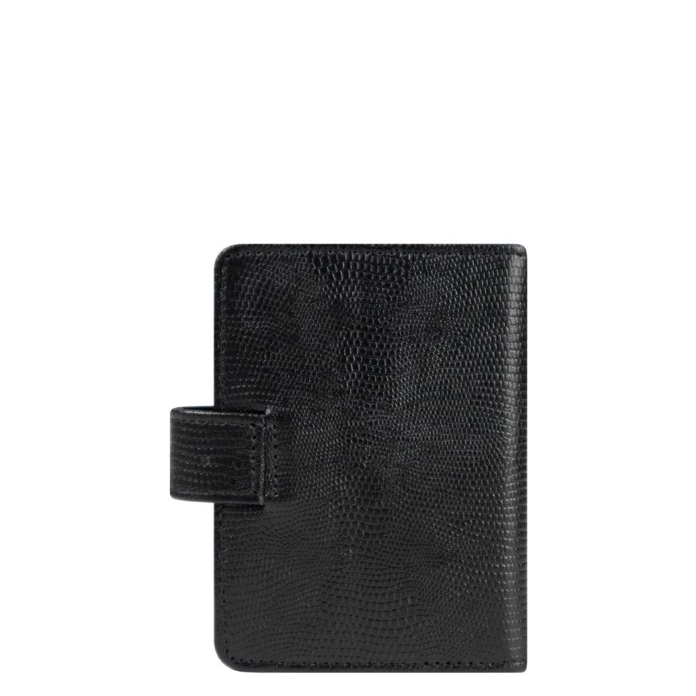 Porta Cartão Couro Feminino Lingueta Lezard Le Postiche Preto 2