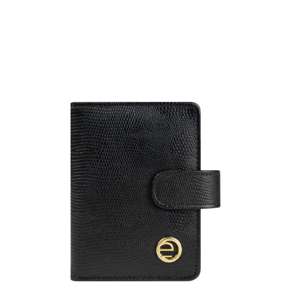 Porta Cartão Couro Feminino Lingueta Lezard Le Postiche Preto 4
