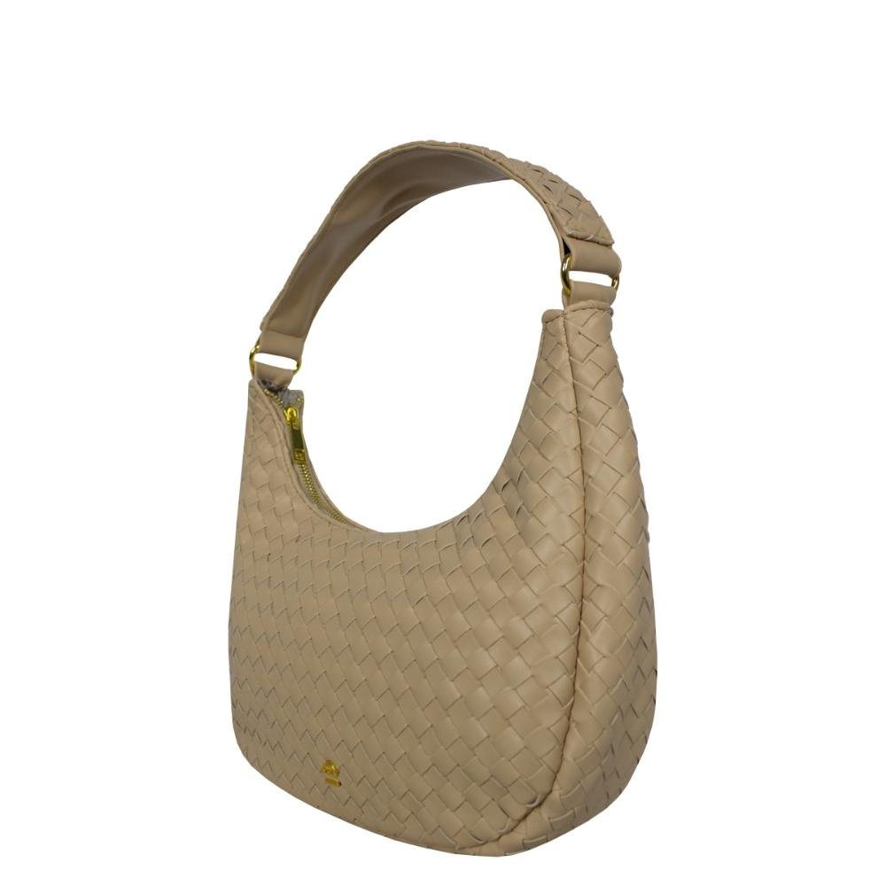 Bolsa Ombro Canoa Tressê LPB0061 Le Postiche Bege 2