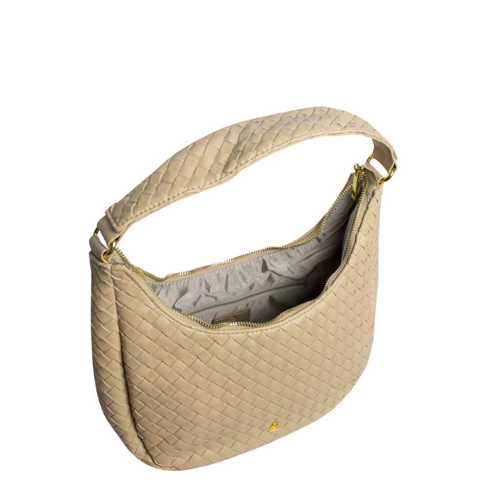 Bolsa Ombro Canoa Tressê LPB0061 Le Postiche Bege 4