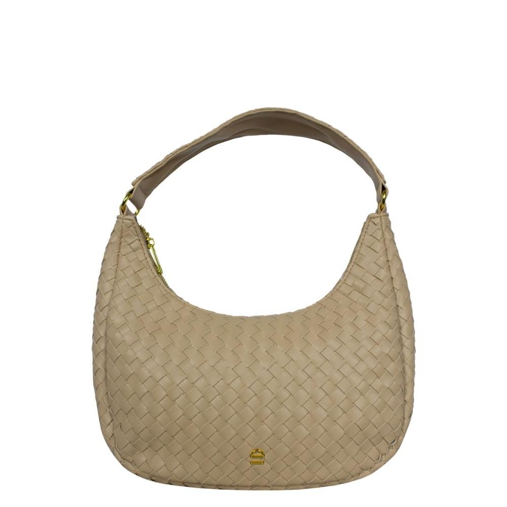 Bolsa Ombro Canoa Tressê LPB0061 Le Postiche Bege 5
